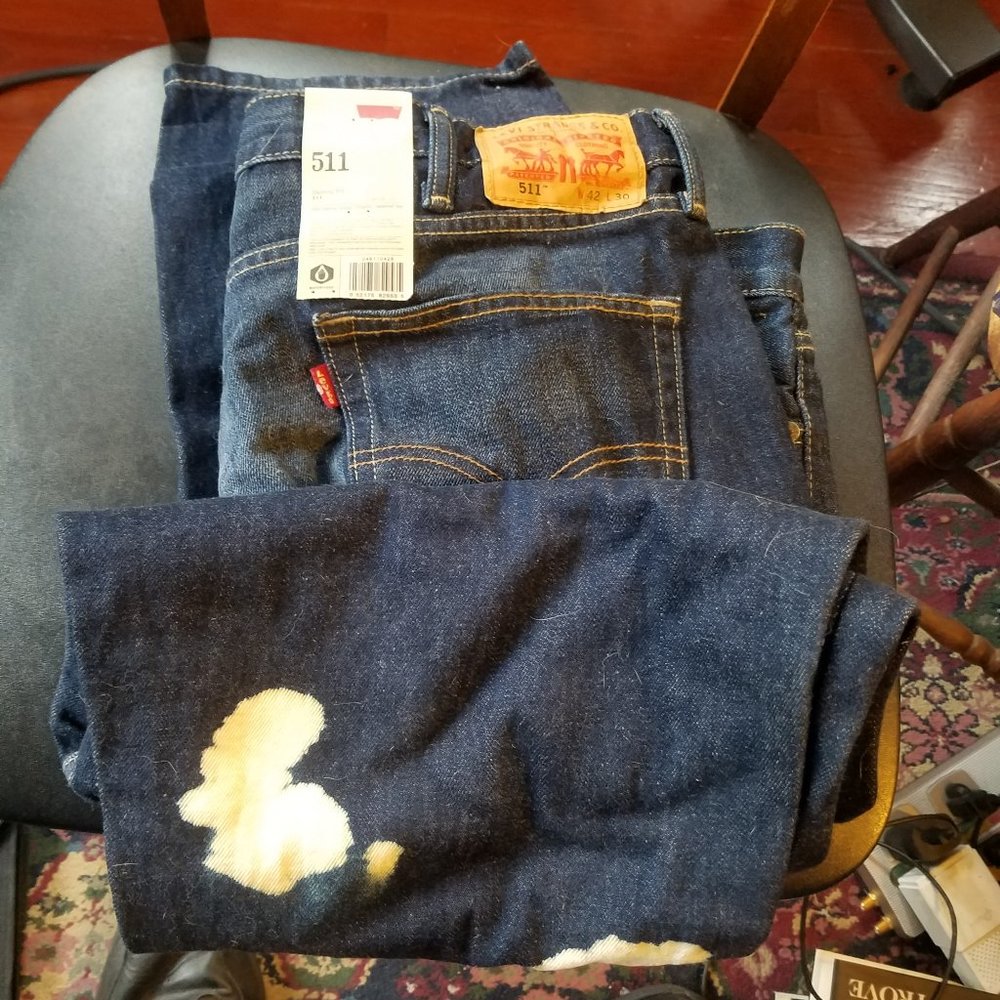 Levi Jeans 511 Skinny Fit 42X30 New With Tags Bleached Spots